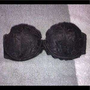 Strapless VS PINK Black Lace Bra